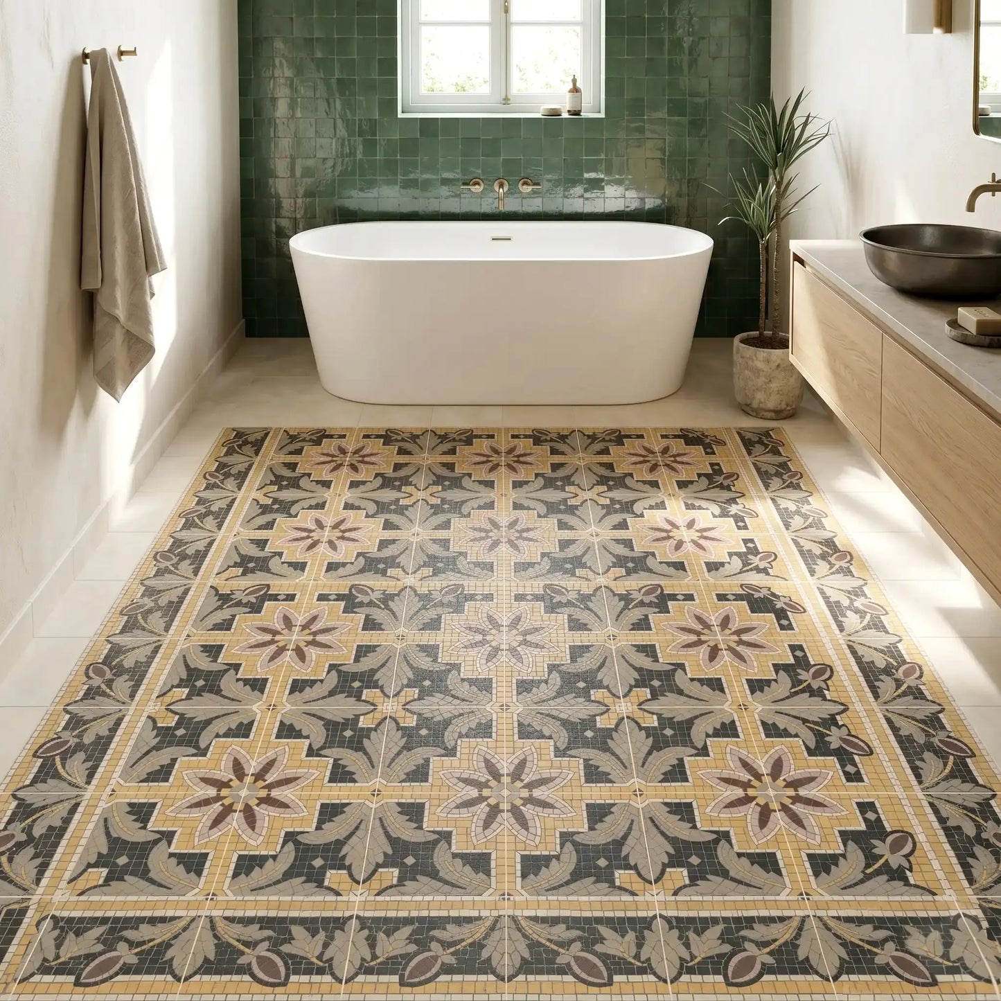 Carrelage effet carreau de ciment ancien OCTAVIE Minéral pierre naturelle