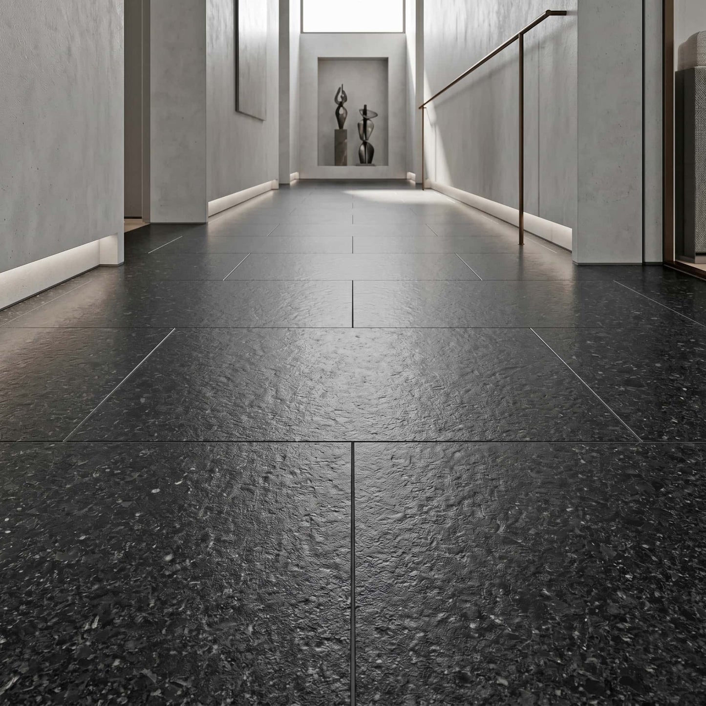 Dallage en granit JADE BLACK cuir