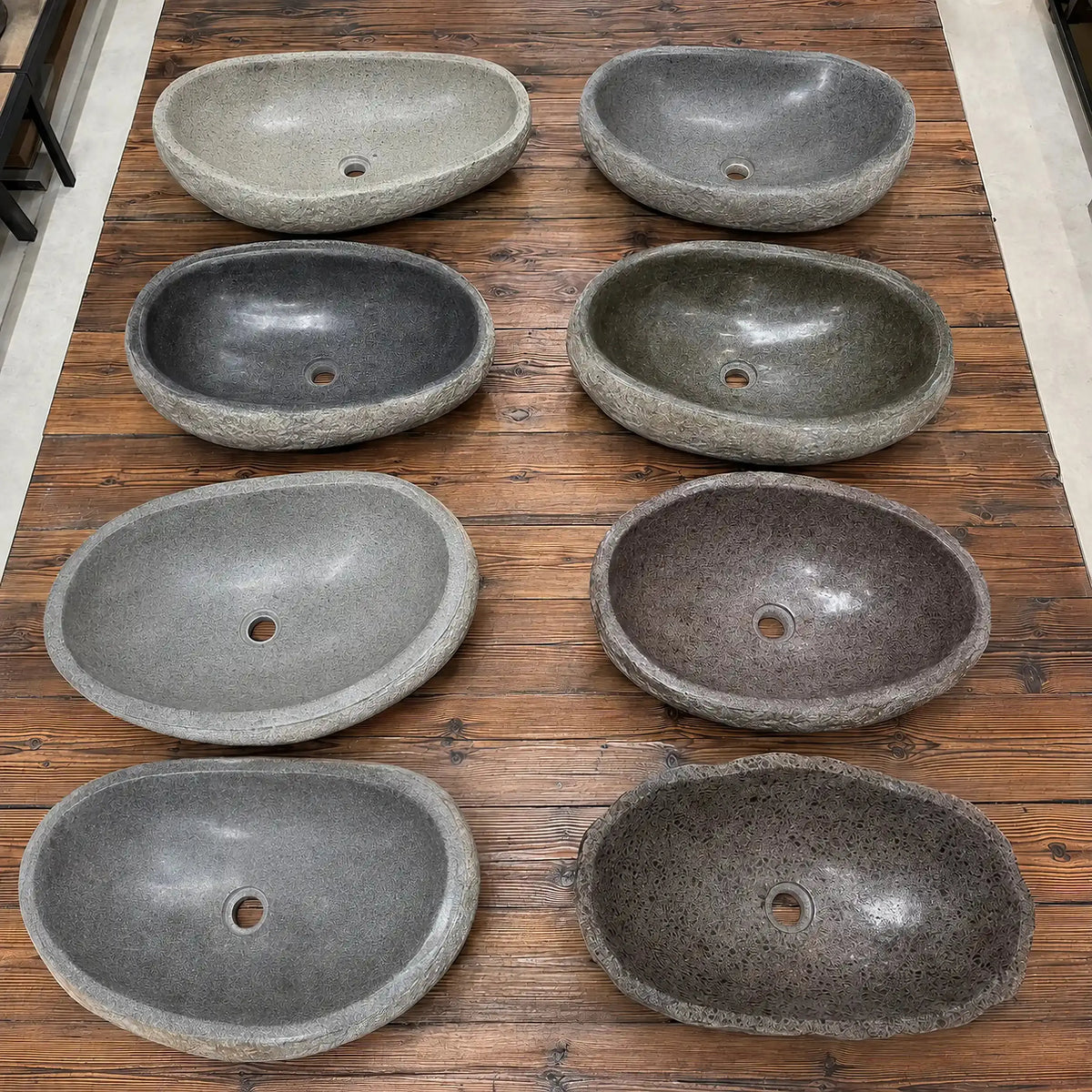 Vasque en GALET DE RIVIÈRE - grand modèle Minéral pierre naturelle
