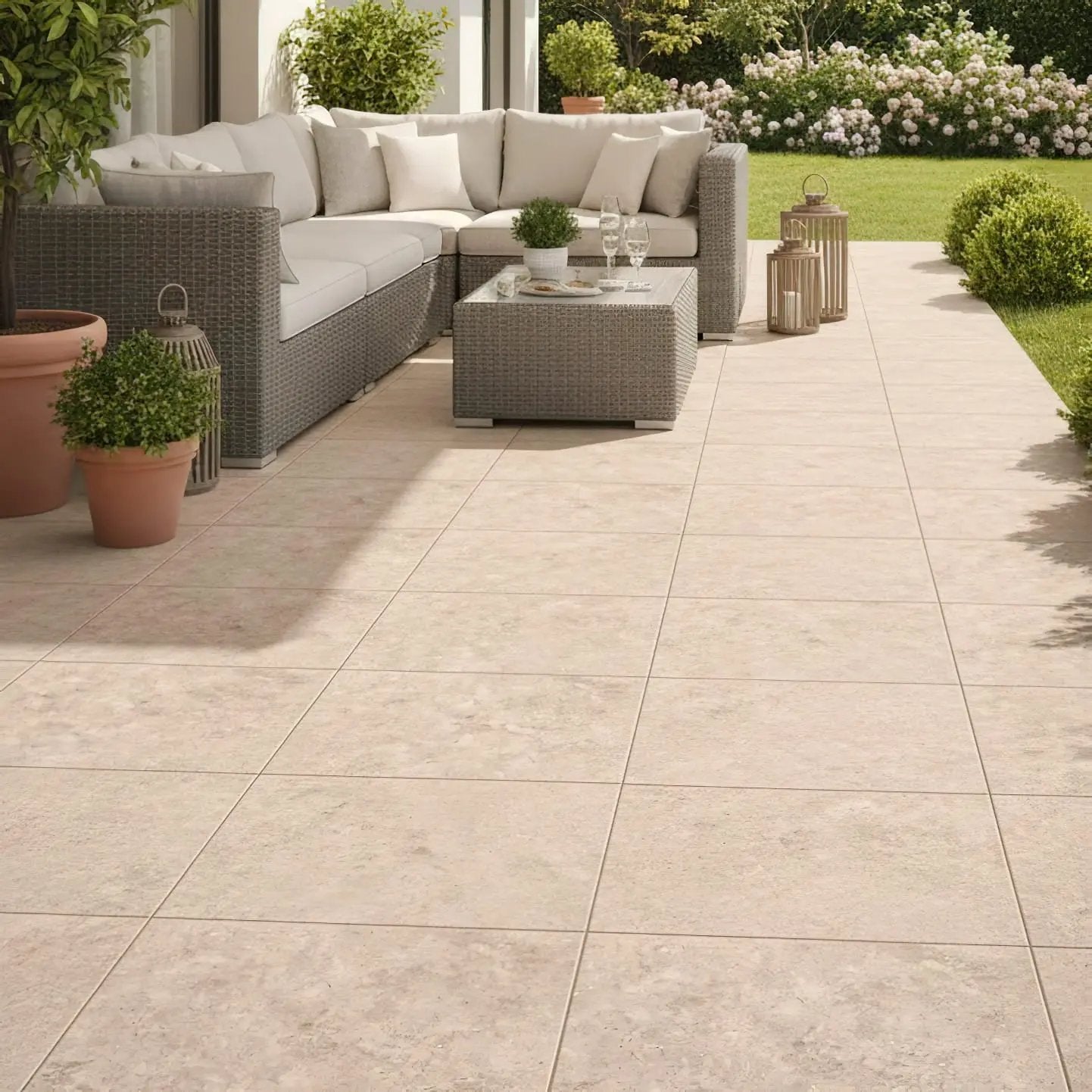 Carrelage extérieur effet TRAVERTIN - 60 x 60 x 2 cm