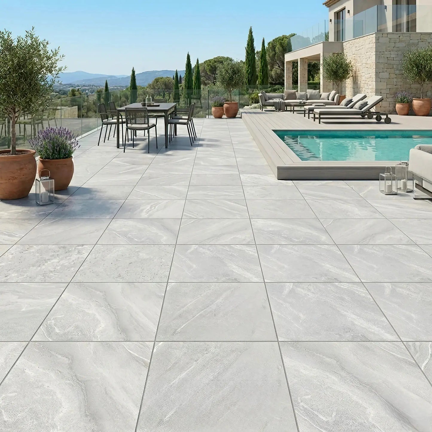Carrelage extérieur effet pierre ICE BLUE - 60 x 60 x 2 cm Minéral pierre naturelle
