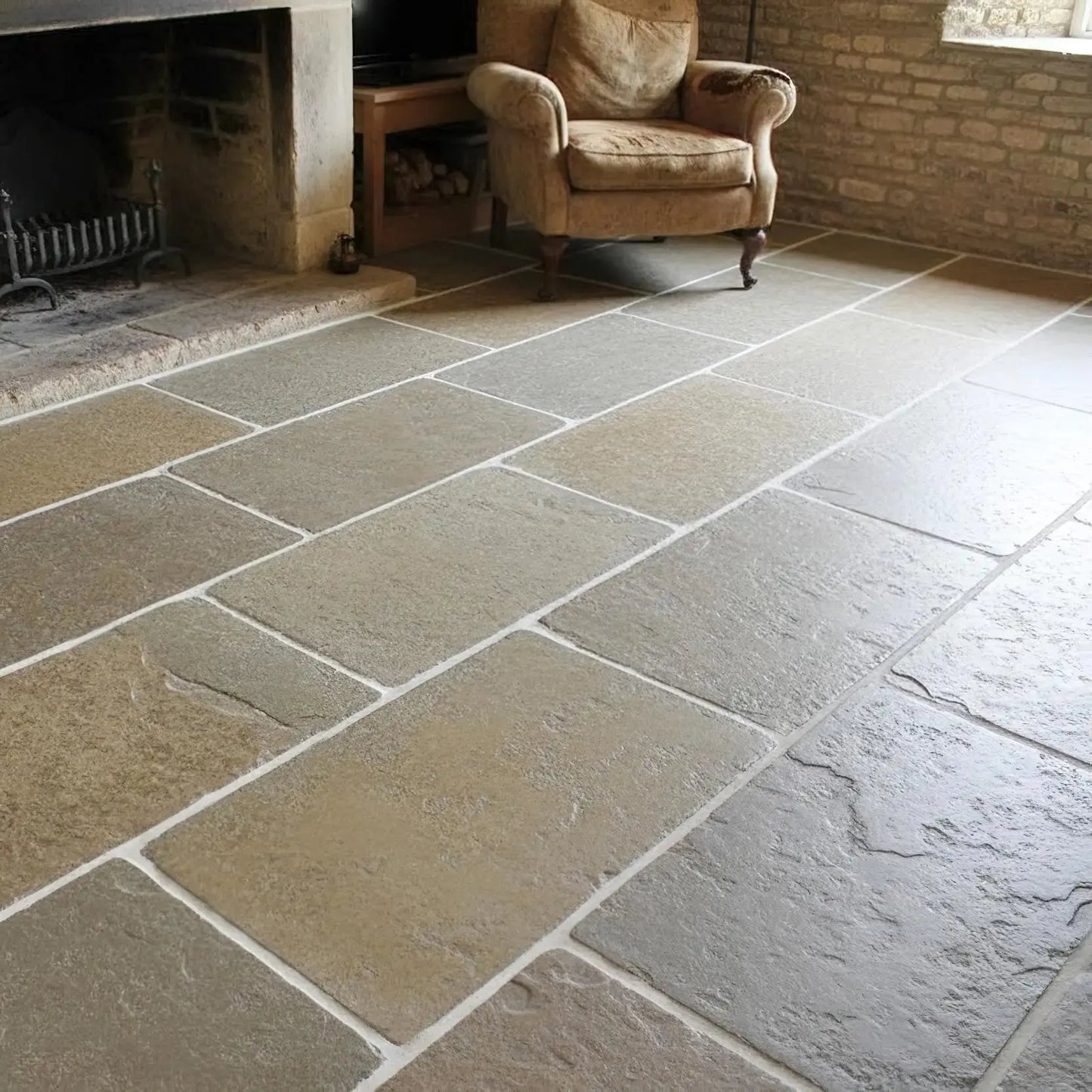 Dallage en pierre calcaire LIMA BEIGE Bords bruts