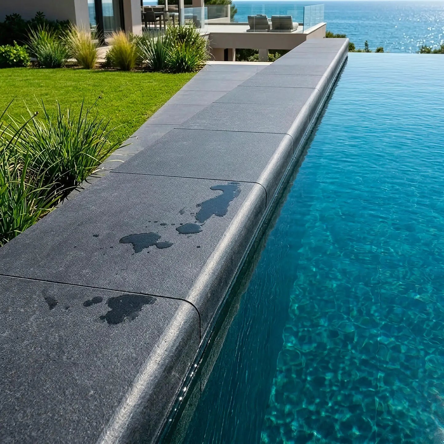 Massive SUPER BLACK BASALT coping