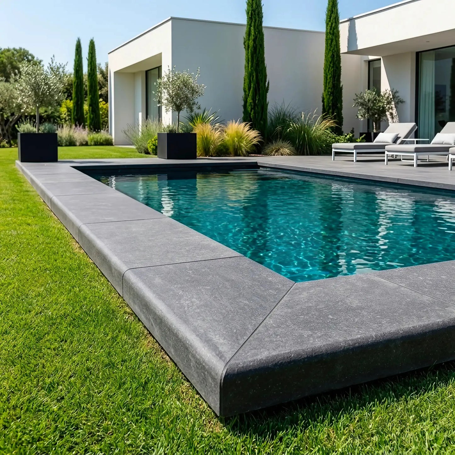 Massive SUPER BLACK BASALT coping