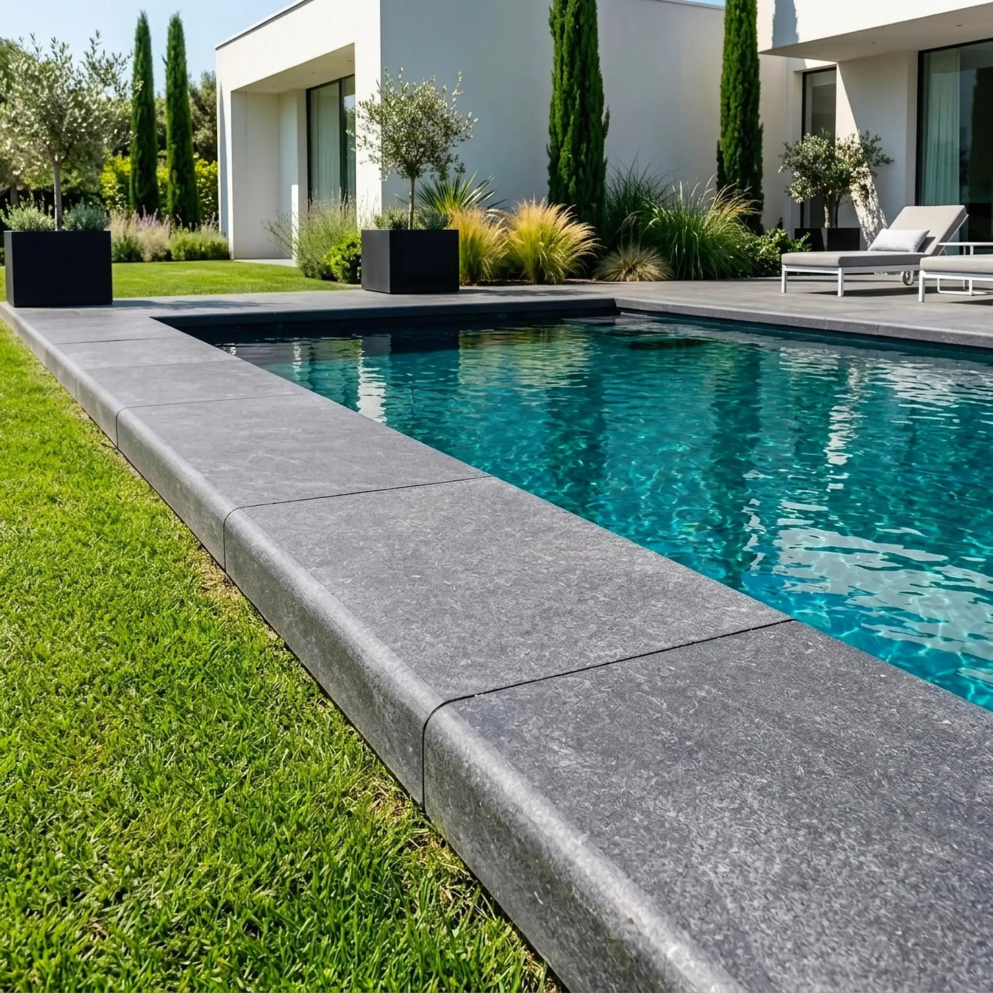 Massive SUPER BLACK BASALT coping