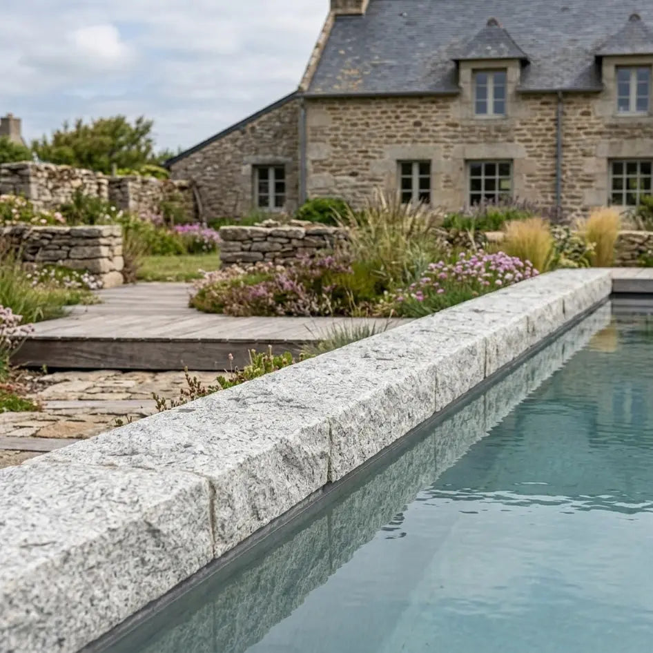 Margelle massive en granit SILVERSAND Minéral pierre naturelle