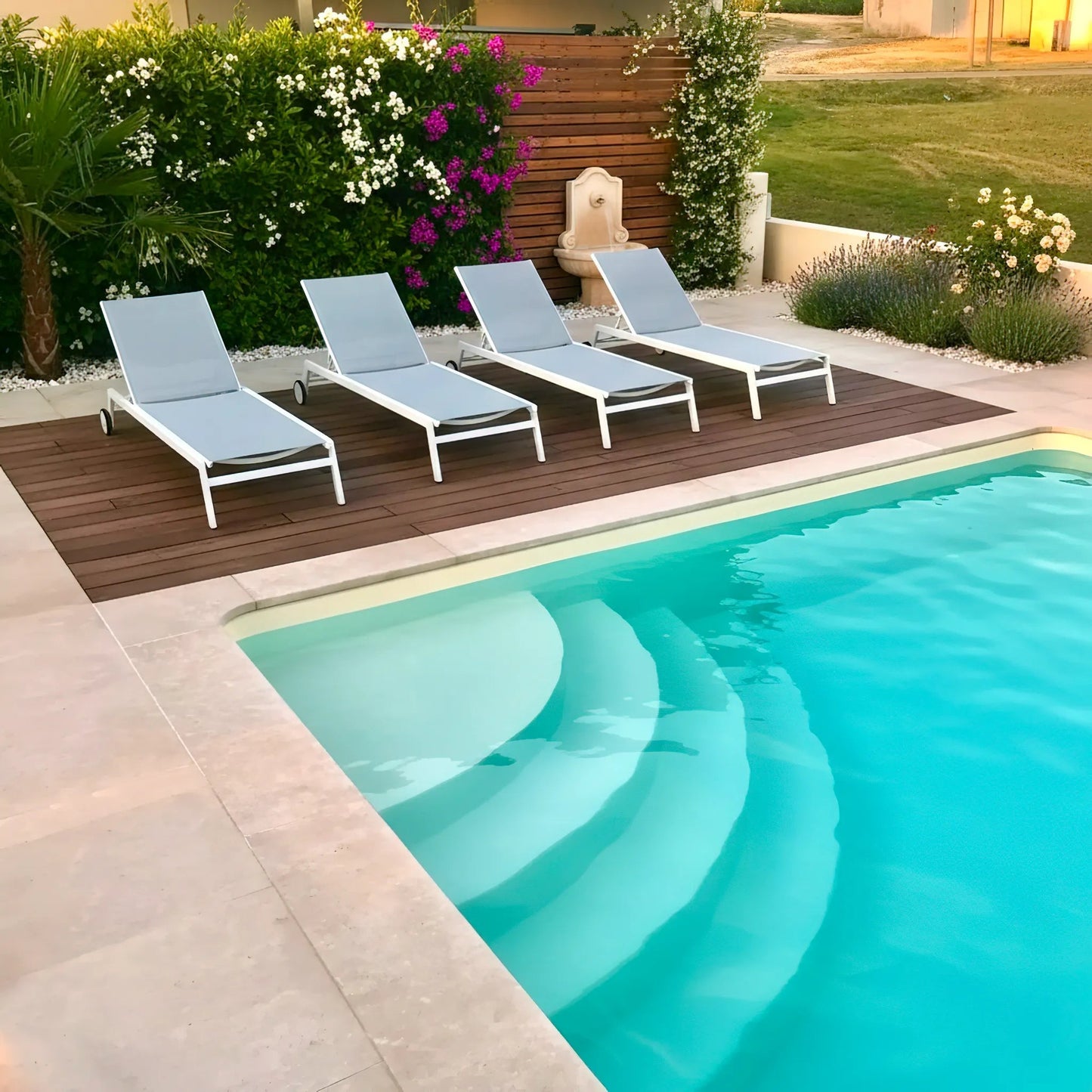 Margelle en pierre calcaire SINAI PEARL - Bords droits Minéral pierre naturelle