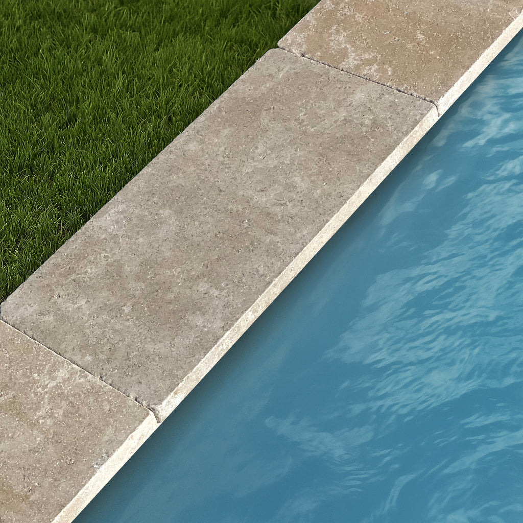 Margelle en pierre calcaire SINAI PEARL - Bords droits