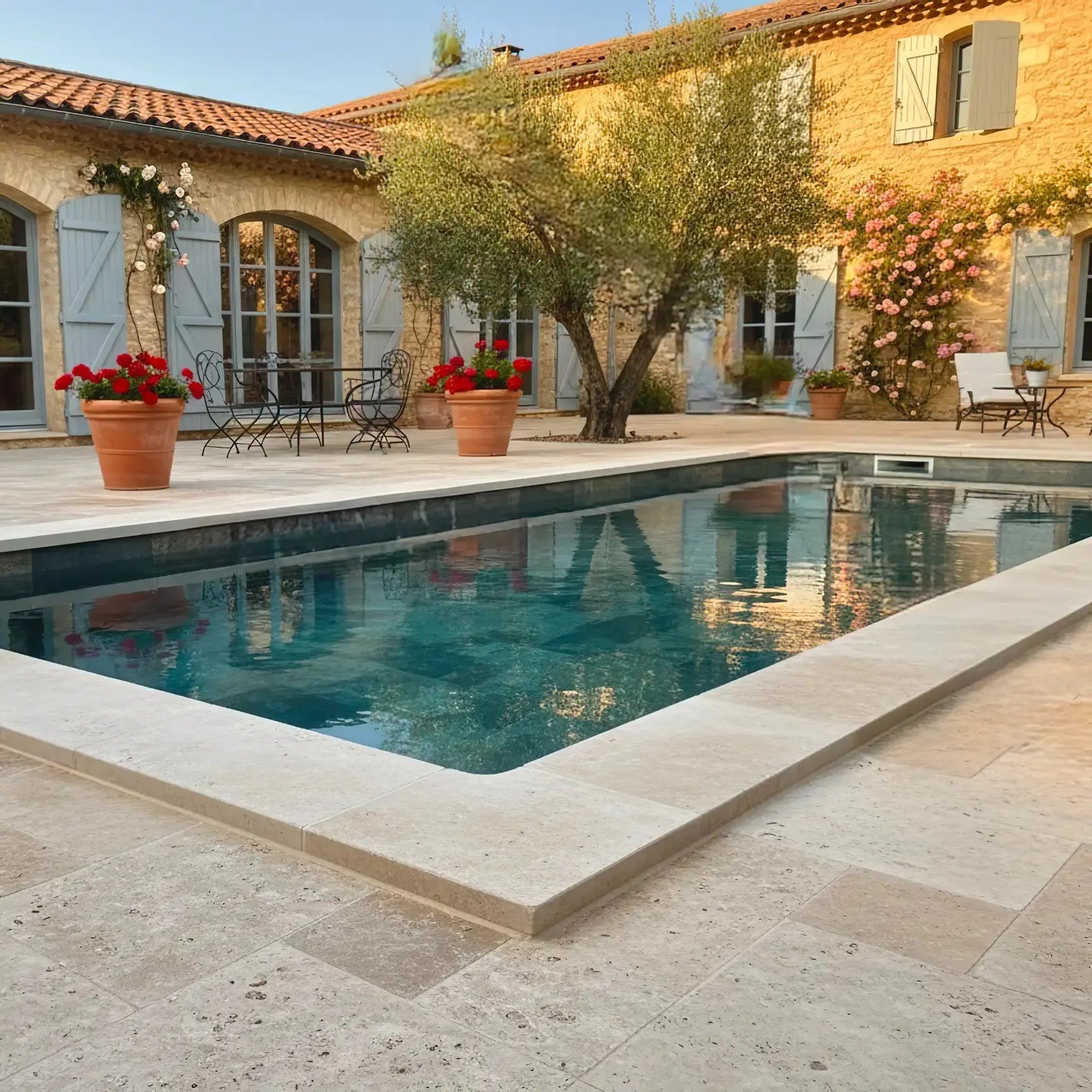 Margelle en TRAVERTIN MIX - Épaisseur 5 cm Minéral pierre naturelle