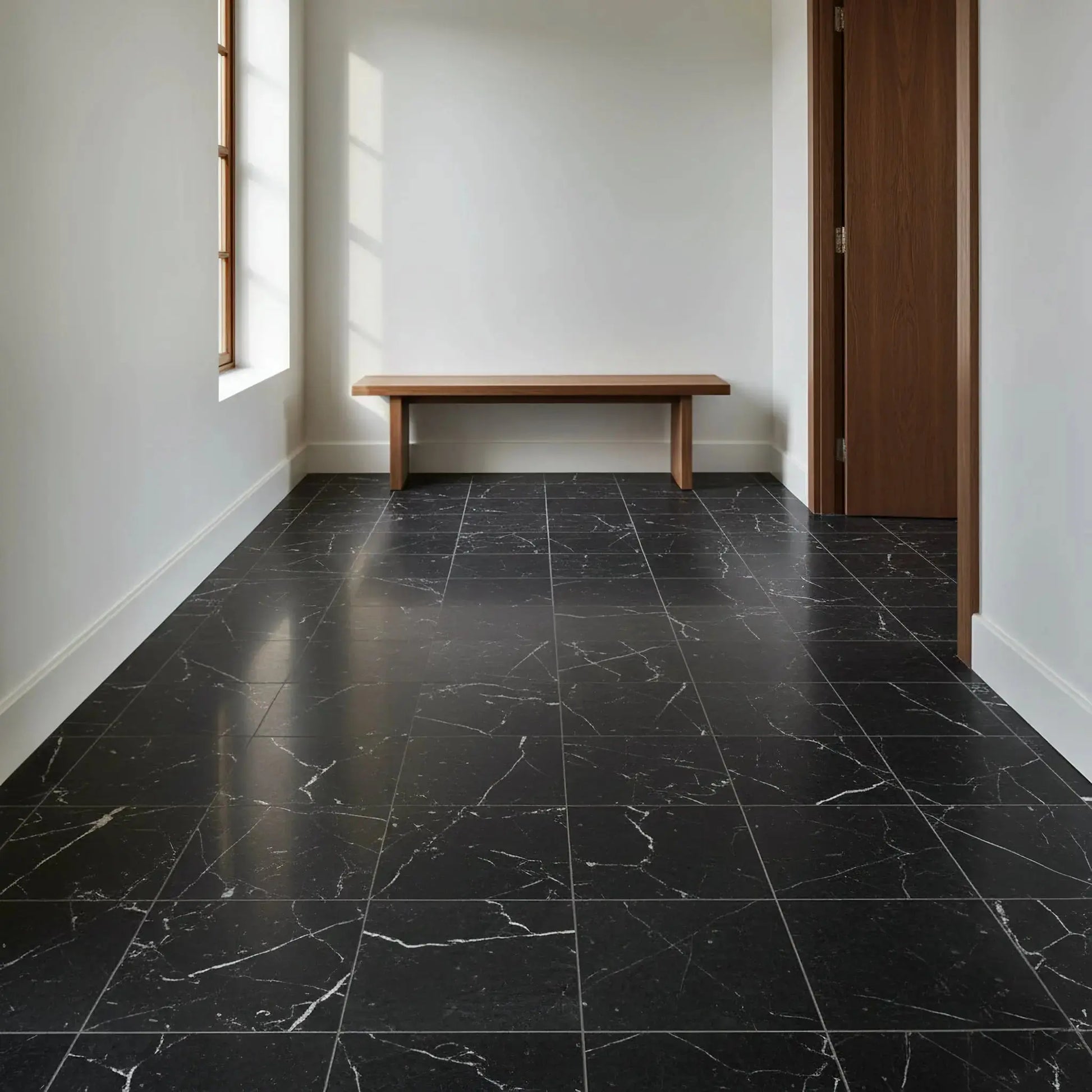 Dallage en marbre NOIR MARQUINA mat Minéral pierre naturelle