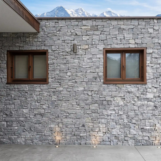 Parement en granit MOUNTAIN GREY - Préassemblé + Angles Minéral pierre naturelle