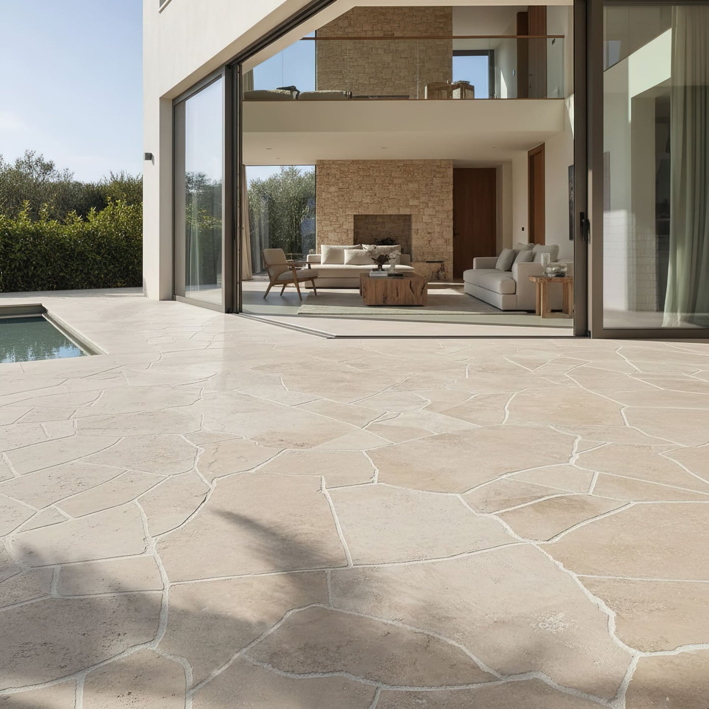 Opus Incertum en TRAVERTIN - Grand format Minéral pierre naturelle