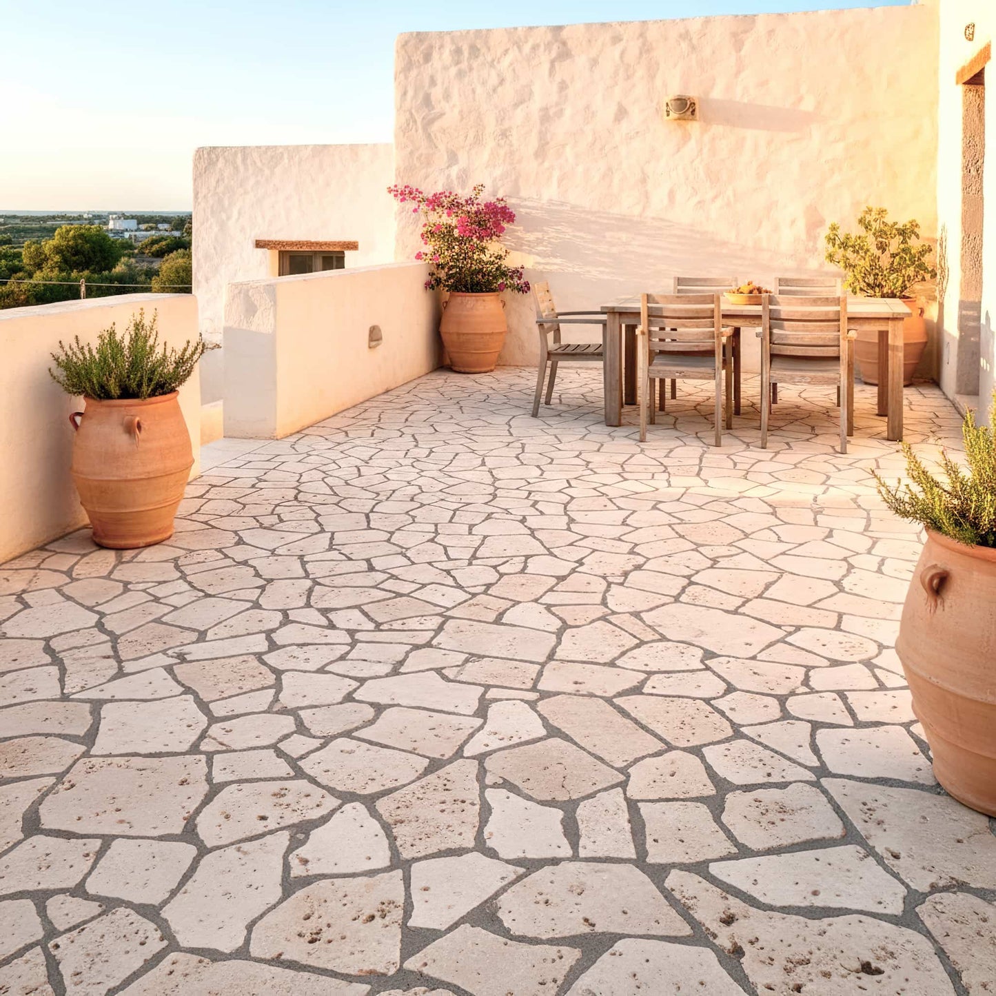 Opus Incertum en TRAVERTIN - Vieilli brut Minéral pierre naturelle