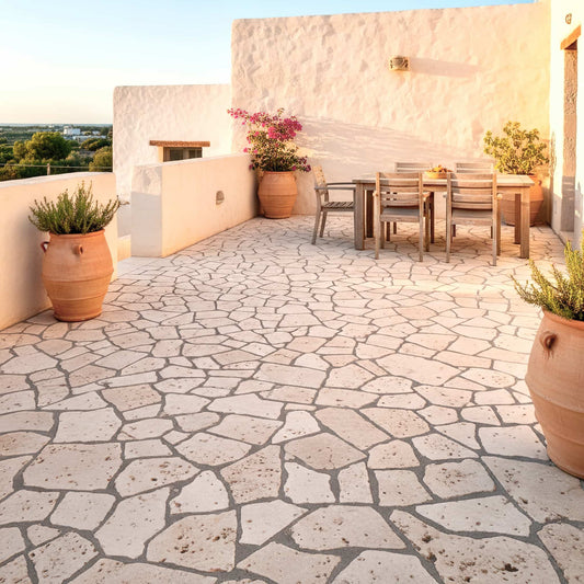 Opus Incertum en TRAVERTIN - Vieilli brut Minéral pierre naturelle