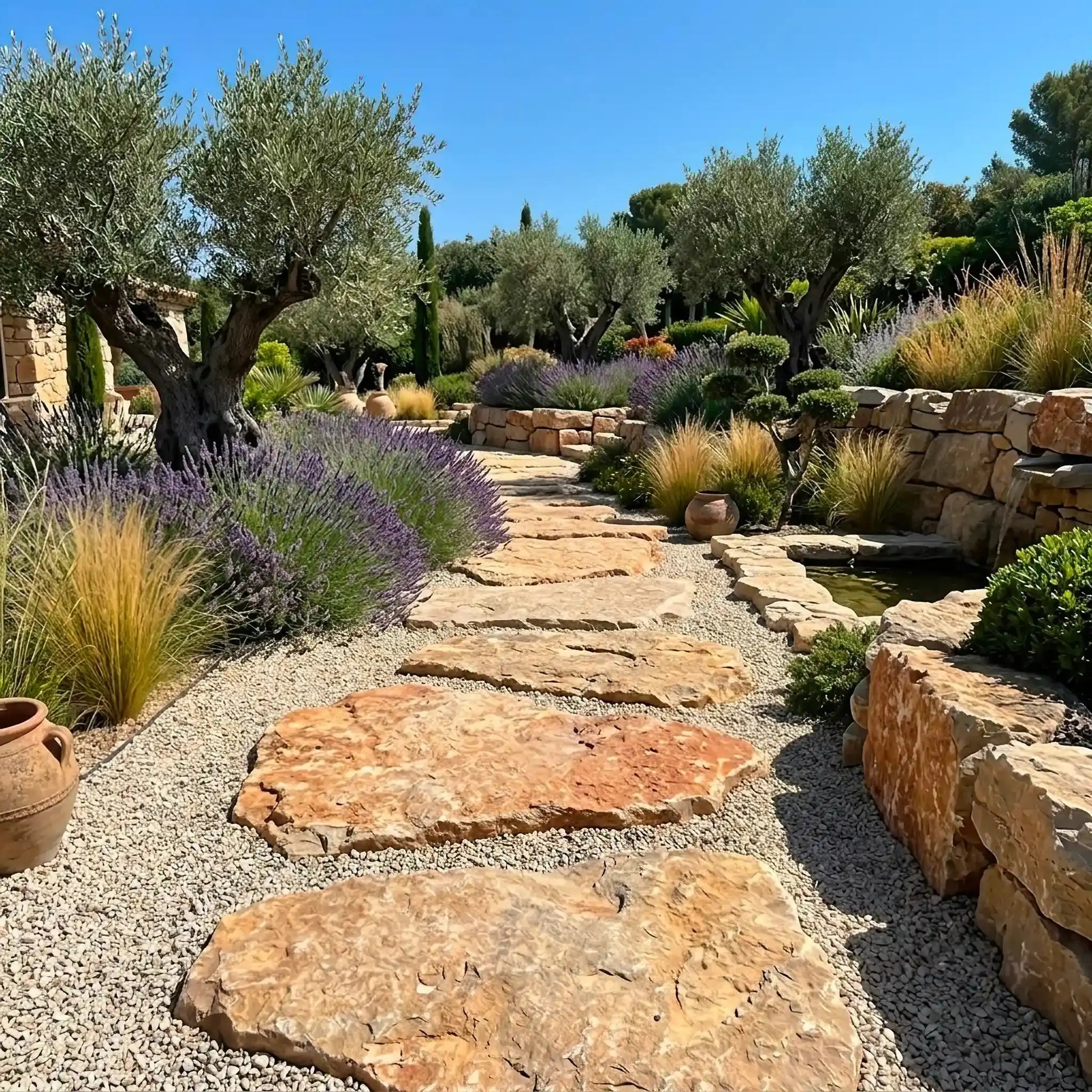 Pas japonais en CALCAIRE DE VIGNES Minéral pierre naturelle