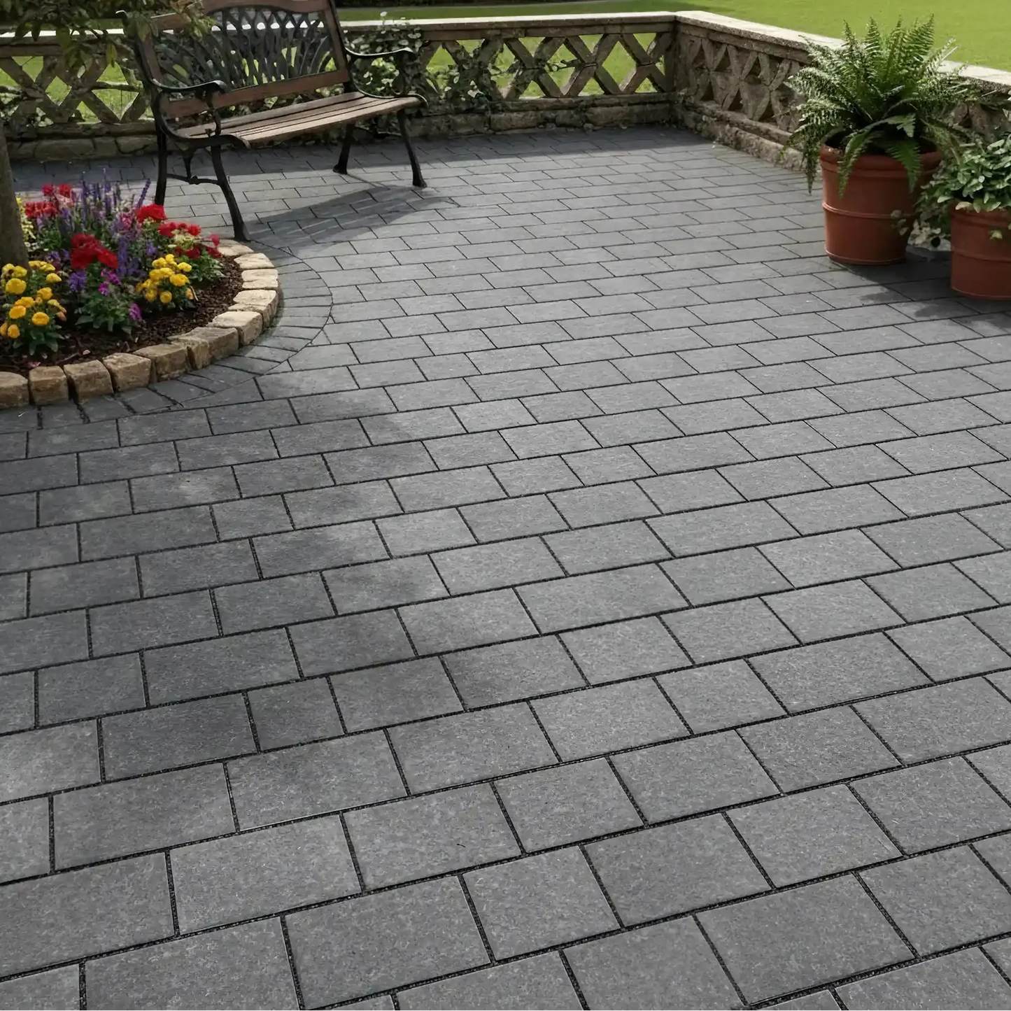 Pavé en BASALTE SUPER BLACK flammé Minéral pierre naturelle