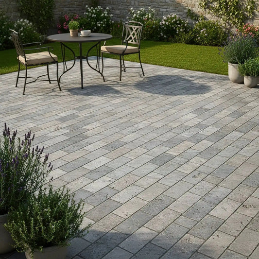Pavé en TRAVERTIN SILVER Minéral pierre naturelle