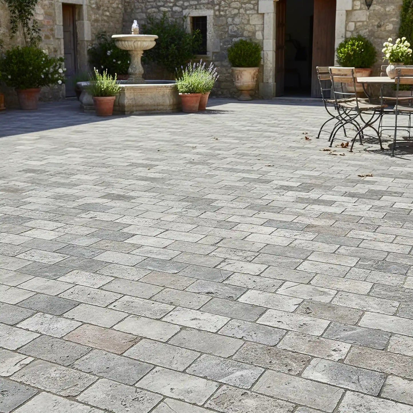 Pavé en TRAVERTIN SILVER Minéral pierre naturelle