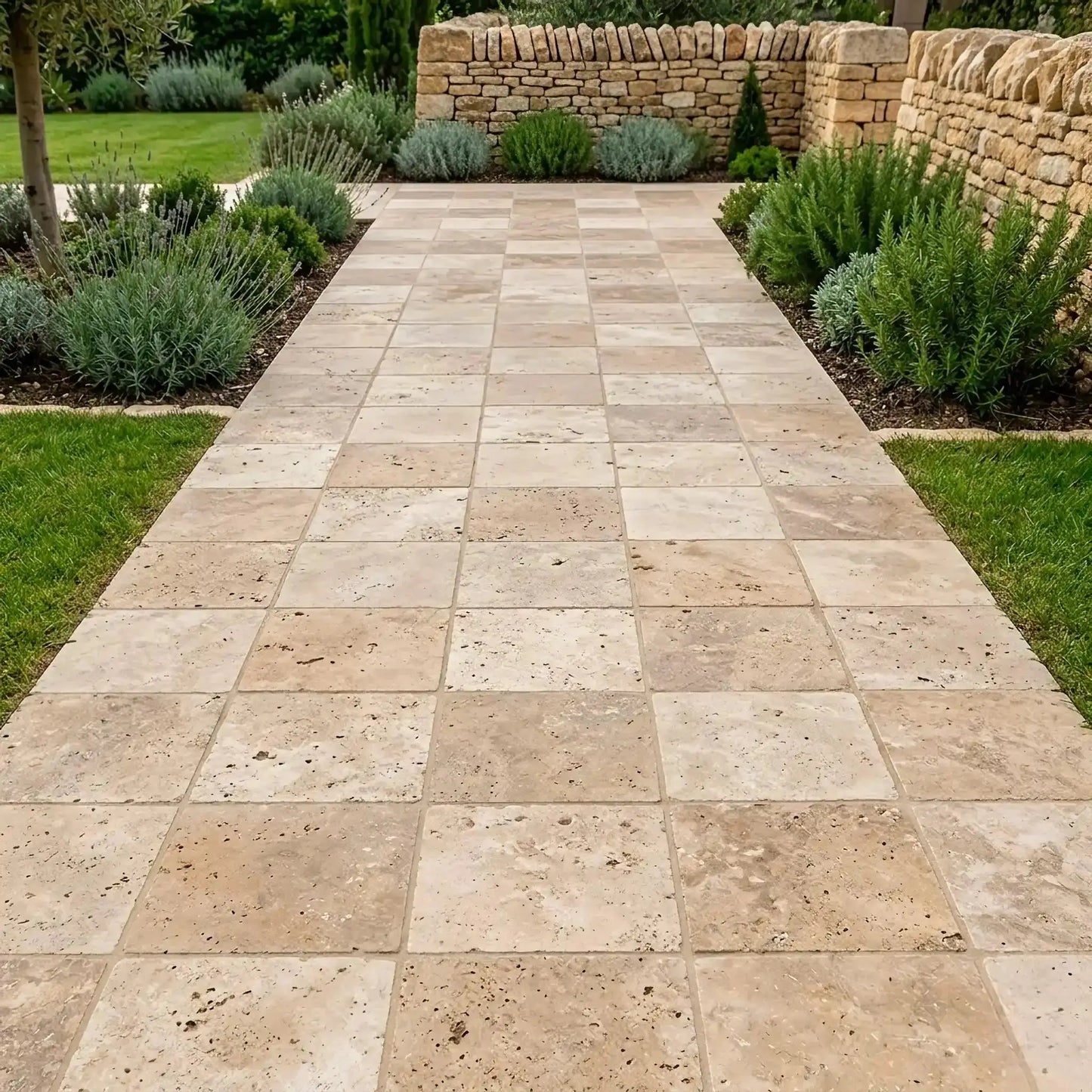 Pavé en TRAVERTIN RUSTIC MIX Minéral pierre naturelle