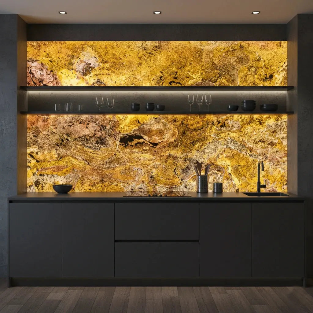 Feuille de pierre naturelle PEACOCK translucide Minéral pierre naturelle