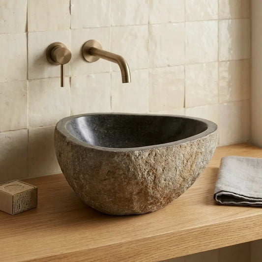 Vasque en GALET DE RIVIÈRE - petit modèle