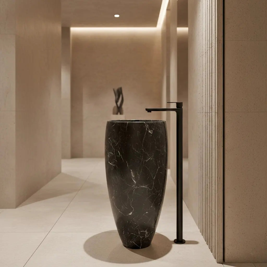 Vasque sur pied en marbre NOIR MARQUINA