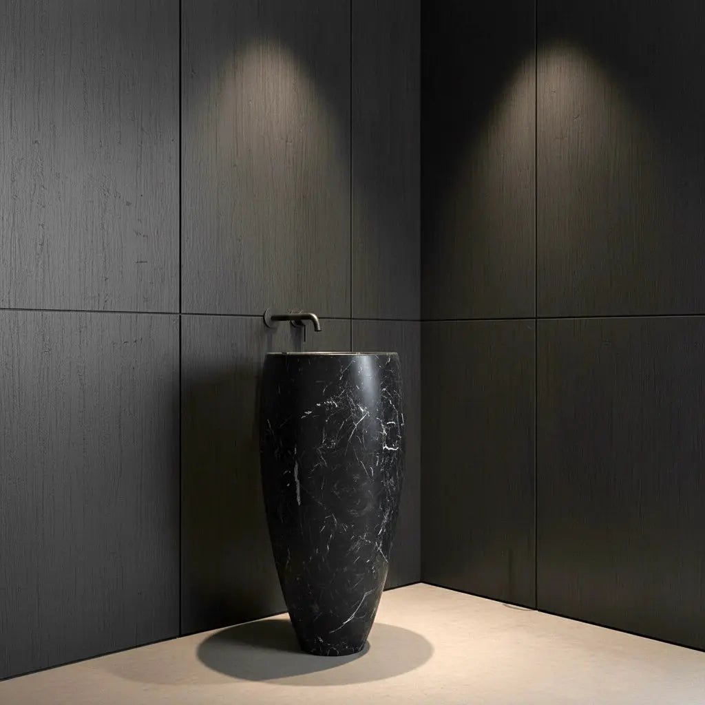 Vasque sur pied en marbre NOIR MARQUINA