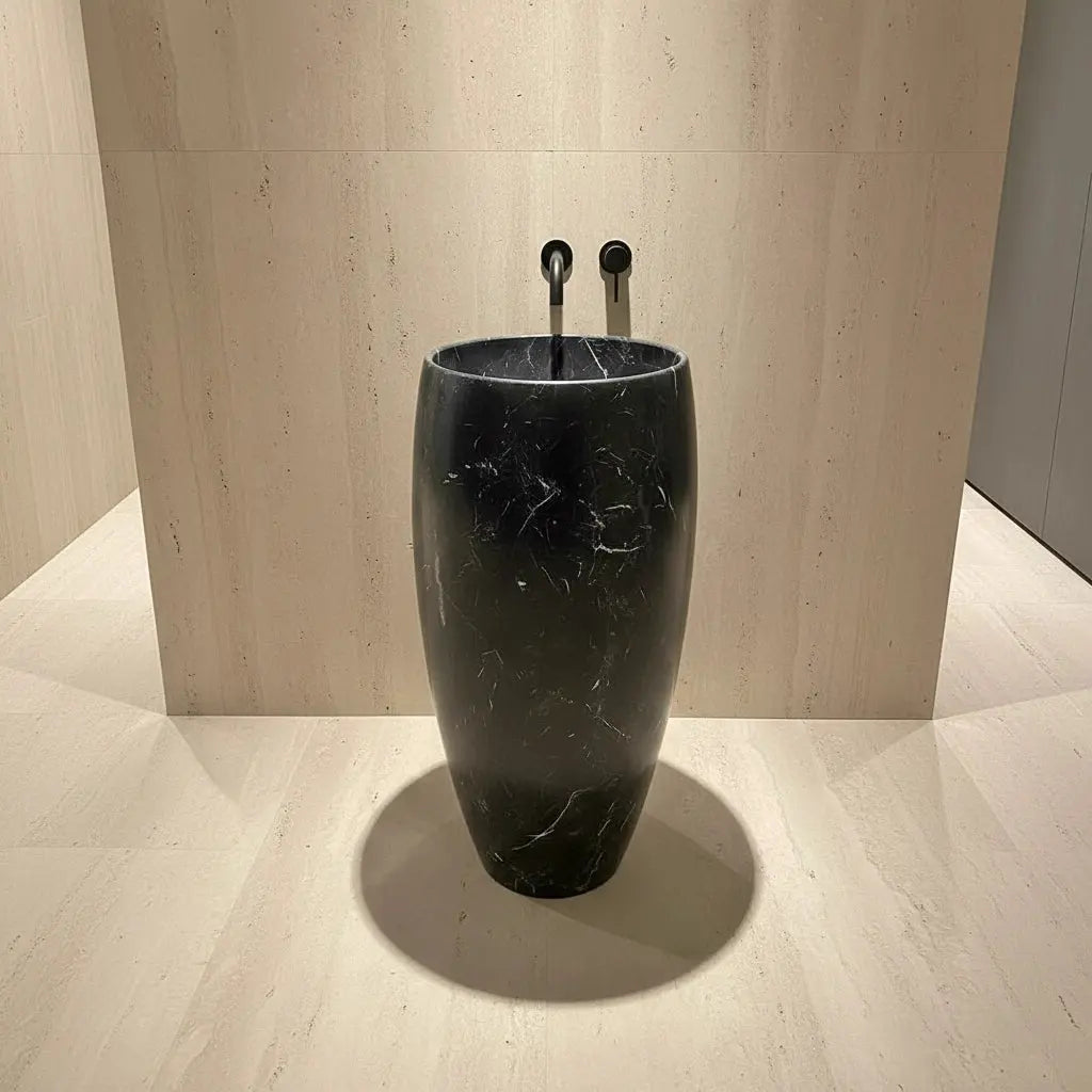 Vasque sur pied en marbre NOIR MARQUINA