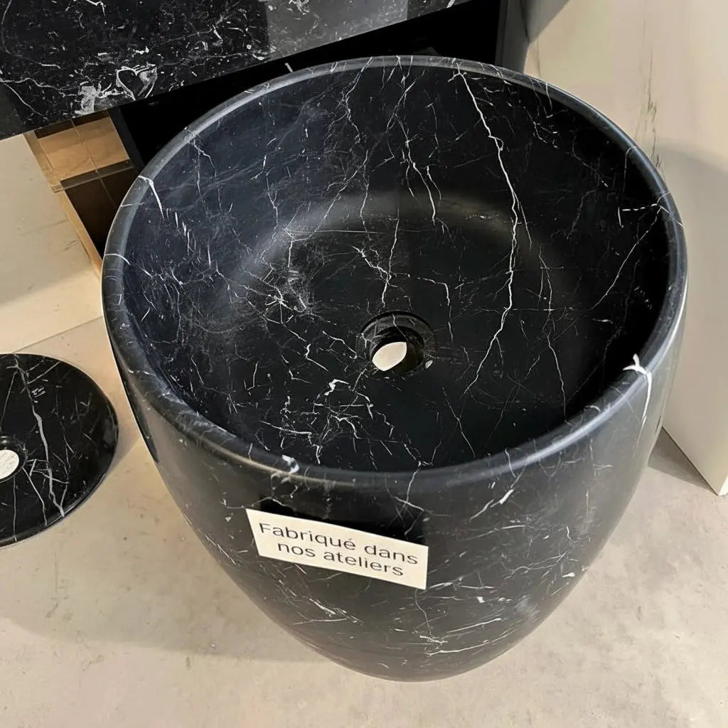 Vasque sur pied en marbre NOIR MARQUINA