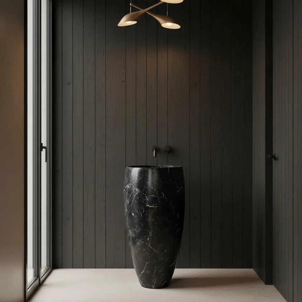 Vasque sur pied en marbre NOIR MARQUINA