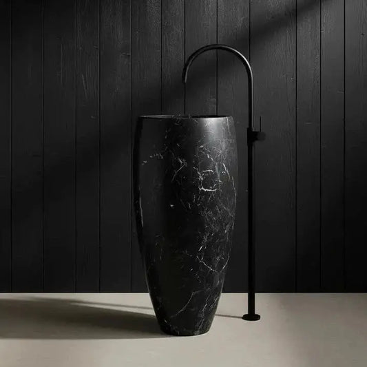 Vasque sur pied en marbre NOIR MARQUINA Minéral pierre naturelle