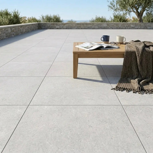 Carrelage extérieur effet pierre PRO PI 01 WHITE - 60 x 60 x 2 cm Minéral pierre naturelle