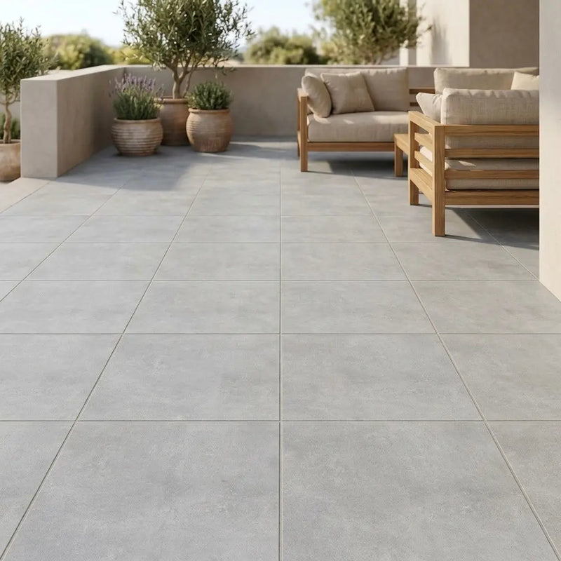 Carrelage extérieur effet béton REAL BETON - 60 x 60 x 2 cm Minéral pierre naturelle