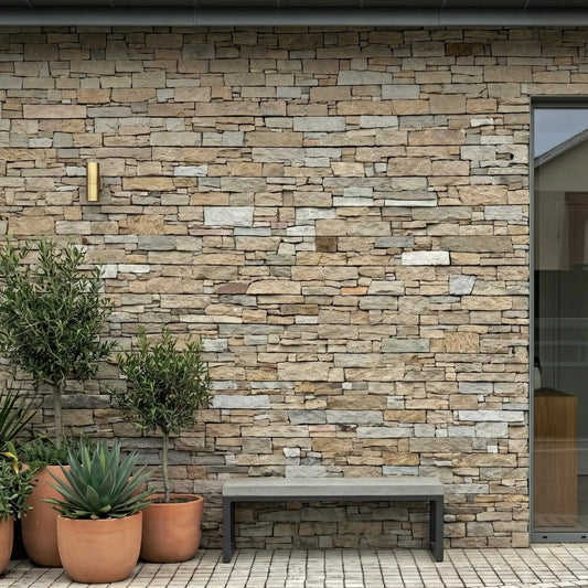Parement GRANIT BEIGE - Préassemblé + Angles Minéral pierre naturelle