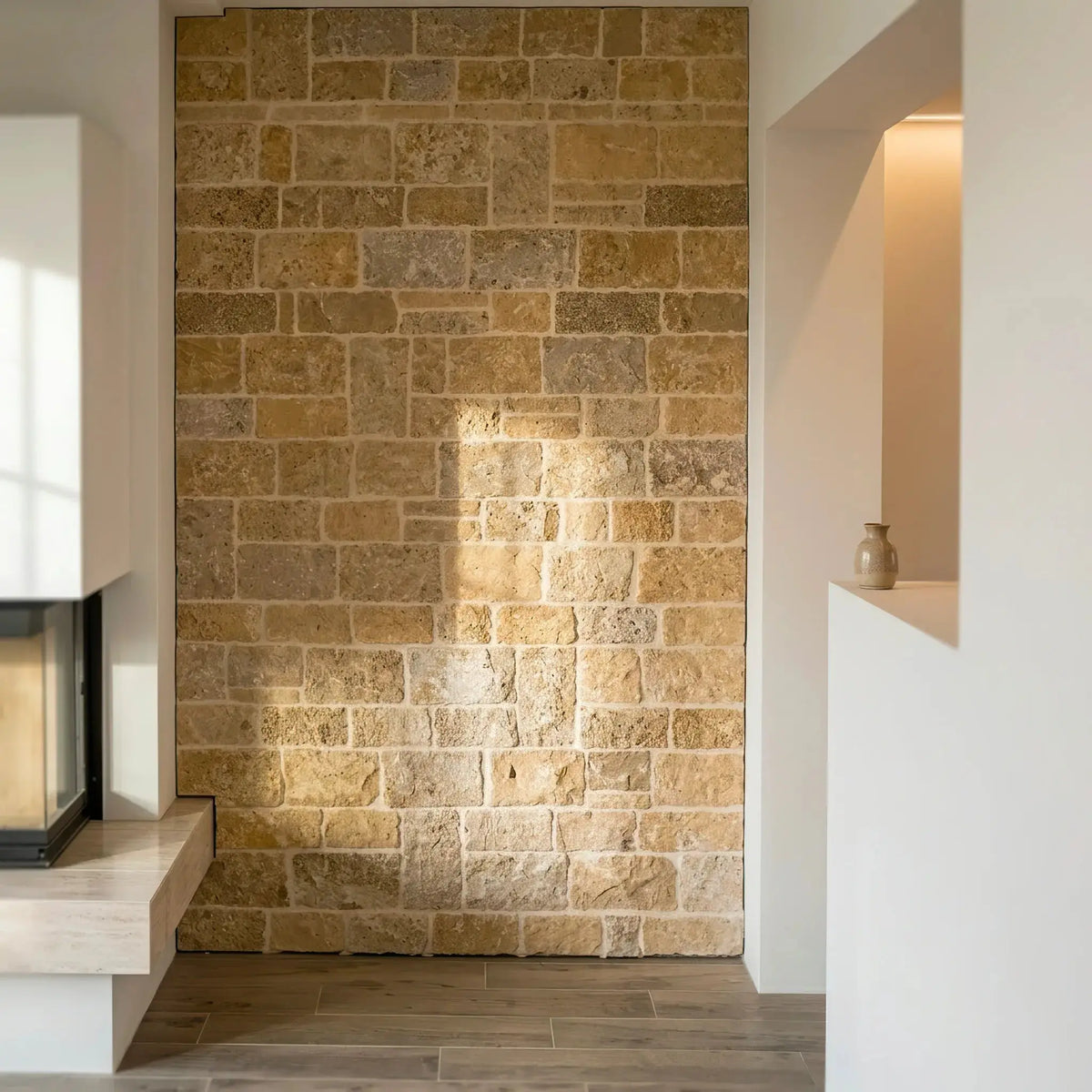 Parement ROMANE BEIGE + Angles Minéral pierre naturelle