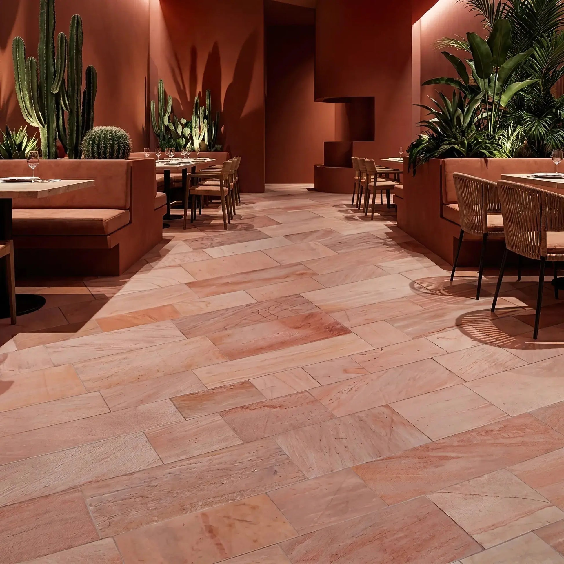 Dallage intérieur en QUARTZITE CORAL PINK Minéral pierre naturelle