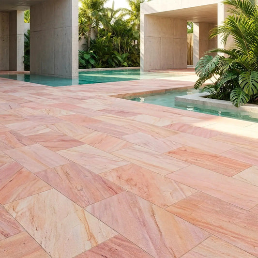 Dallage en QUARTZITE CORAL PINK Minéral pierre naturelle
