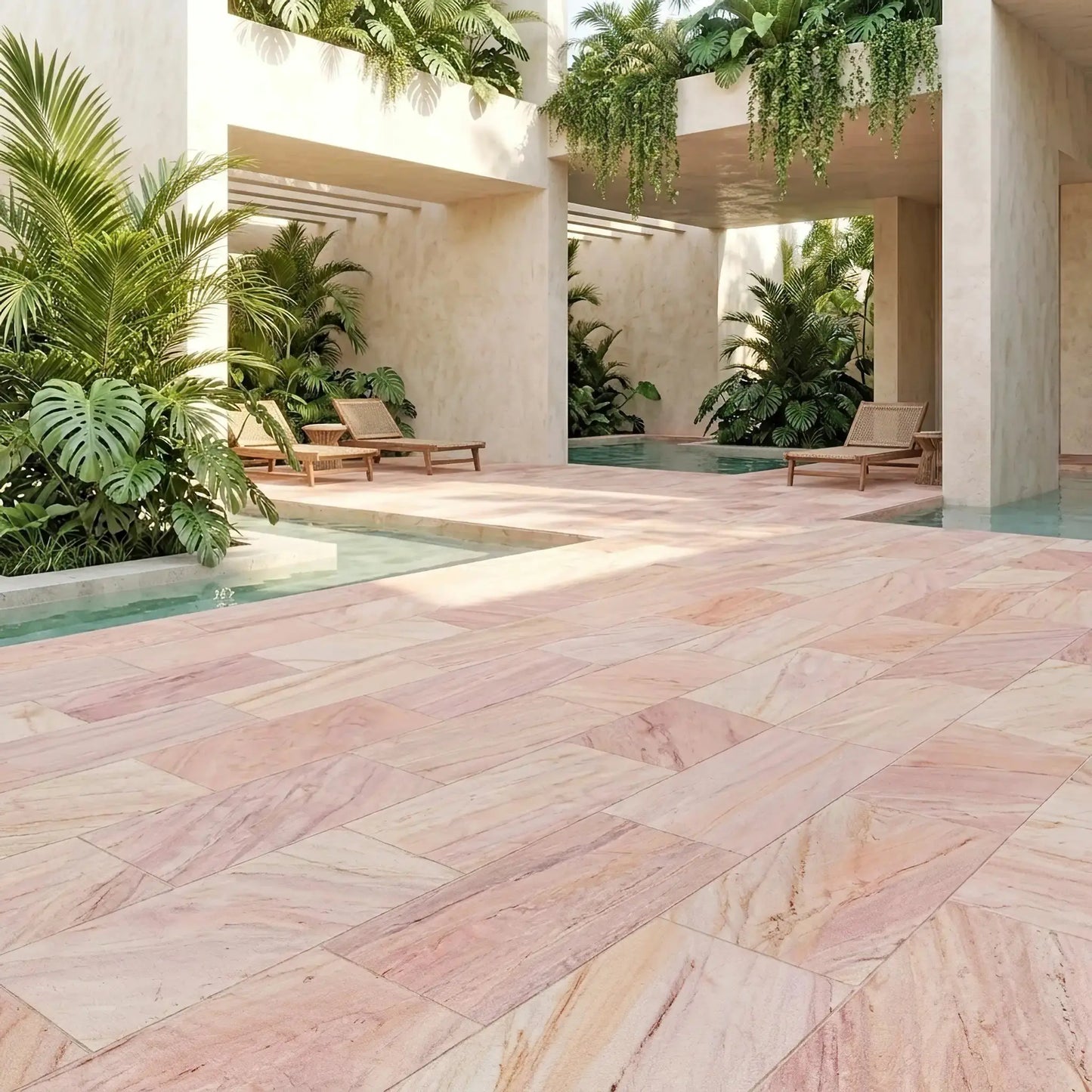 Dallage en QUARTZITE CORAL PINK Minéral pierre naturelle