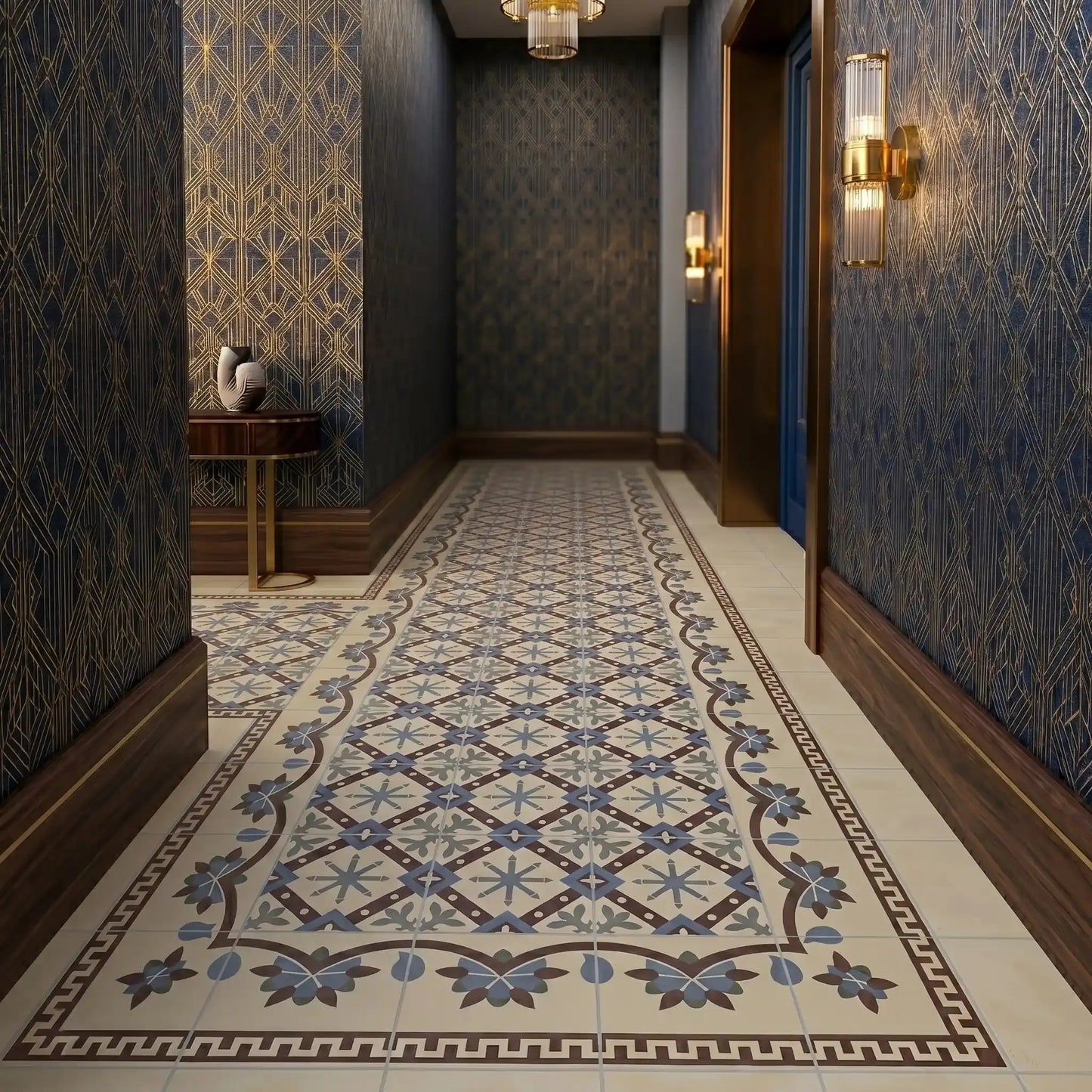 Carrelage effet carreau de ciment ancien CHARLES Minéral pierre naturelle