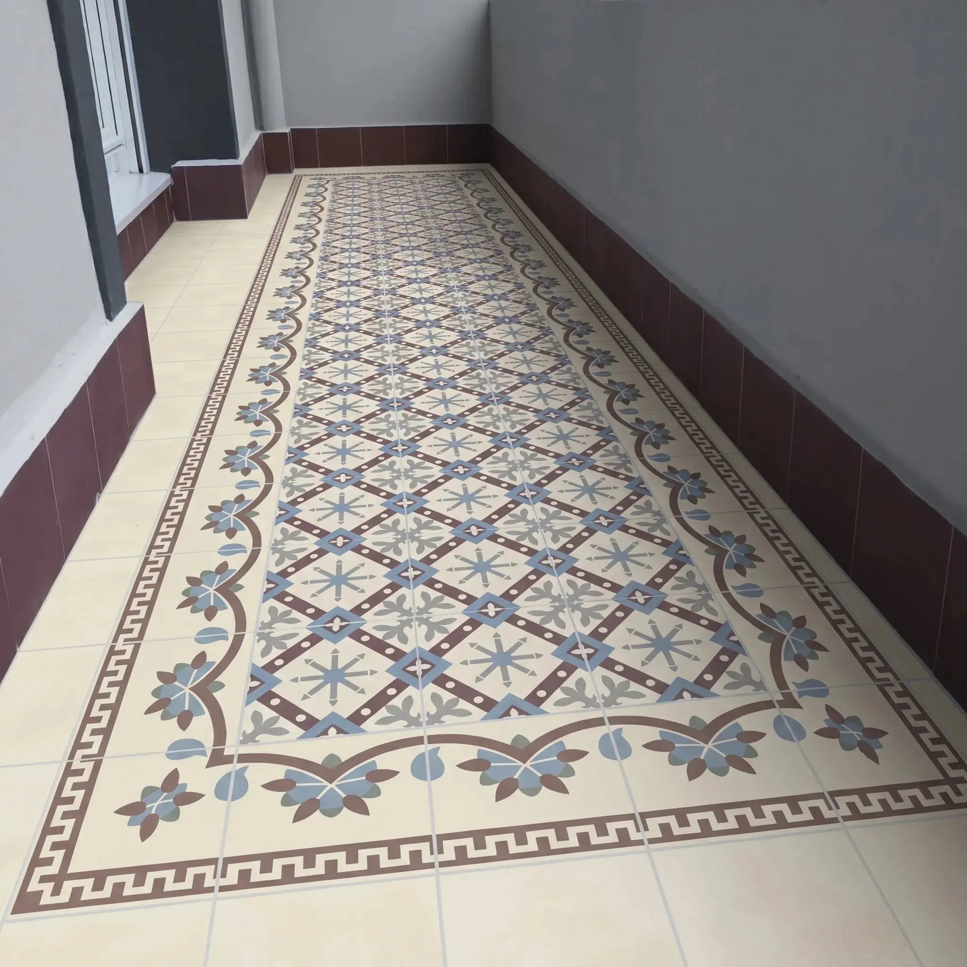 Carrelage effet carreau de ciment ancien CHARLES Minéral pierre naturelle