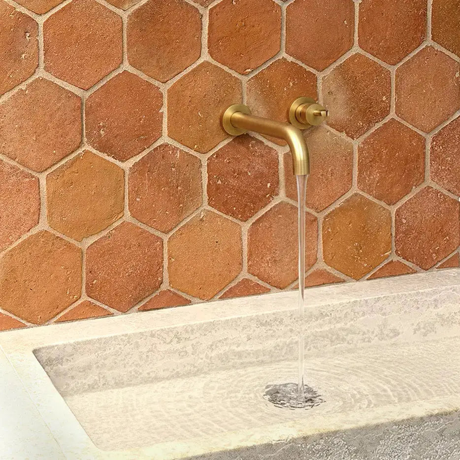Tomette hexagonale 16x16 cm – Terre cuite artisanale pleine masse Minéral pierre naturelle