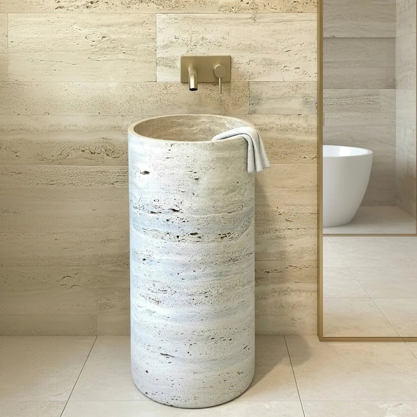 Vasque sur pied en TRAVERTIN ROMAIN