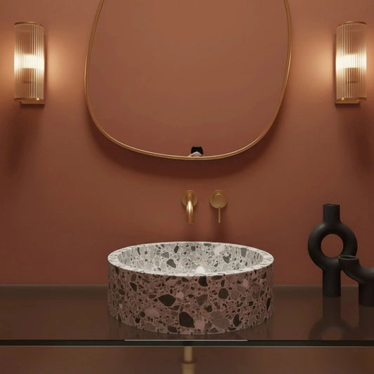 Vasque ronde en marbre BRECCIA PARMA Minéral pierre naturelle