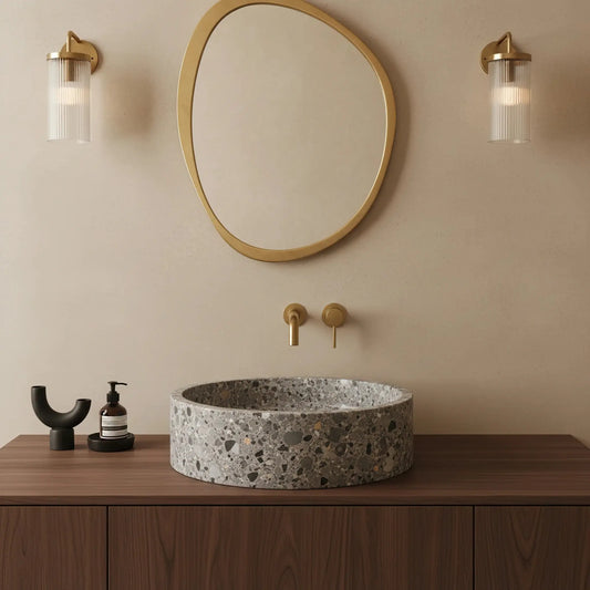 Vasque ronde en marbre BRECCIA PARMA Minéral pierre naturelle