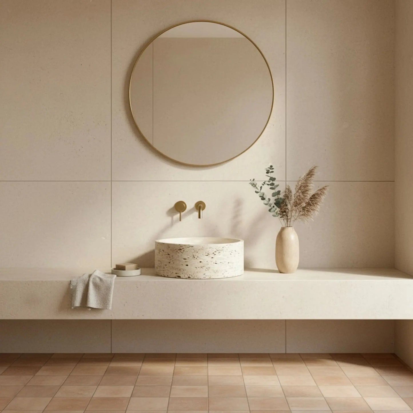 Vasque ronde en TRAVERTIN ROMAIN