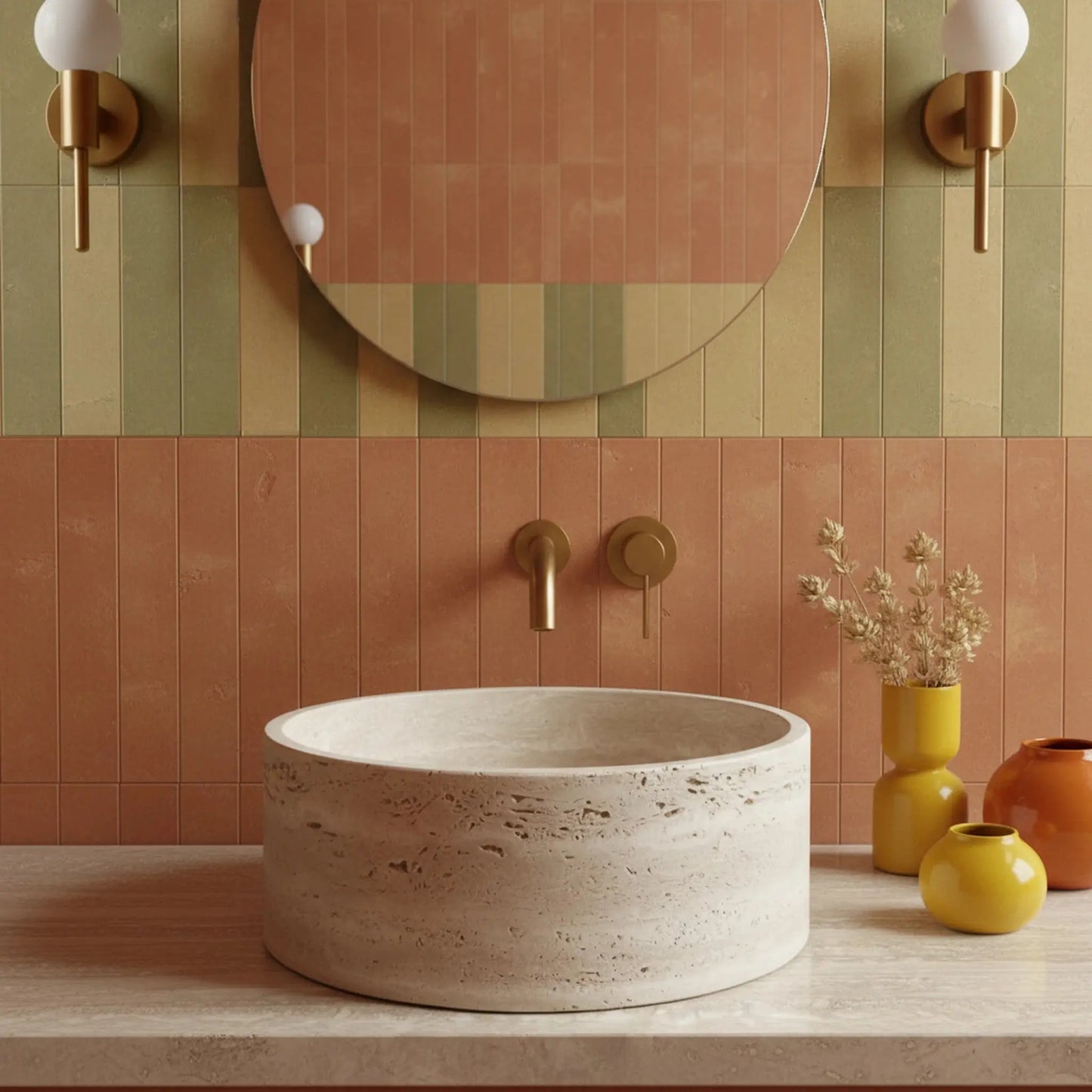 Vasque ronde en TRAVERTIN ROMAIN