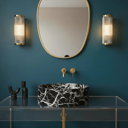 Vasque ronde en marbre GRAND ANTIQUE D'AUBERT Minéral pierre naturelle