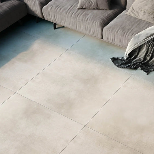 Grès cérame effet béton VISTA BEIGE - 60 x 60 x 2 cm - Minéral Pierre Naturelle